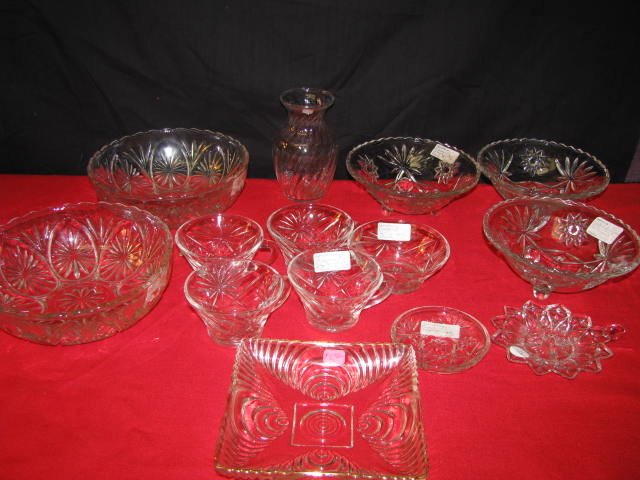 large lot of glass bowls