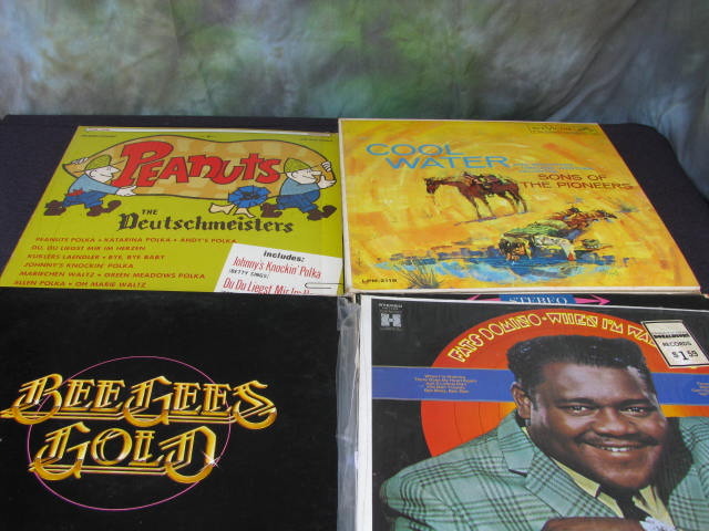 large tote of vintage records,