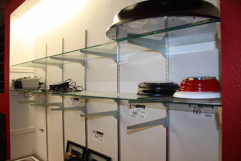 lot 66 image: Lot of (2) Glass Shelves wMetal Mounting Brackets 96 x 12 5 Brackets.