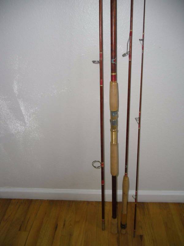 lot 9 image: F-2 Fly Rods Vintage Zebco 4020 with 202 Reel  2 NFT Japan Bamboo 2 piece Rods