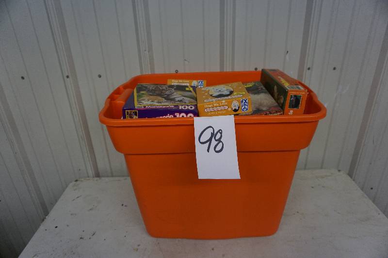 lot 98 image: 1 - Tote Full of Assorted Puzzles