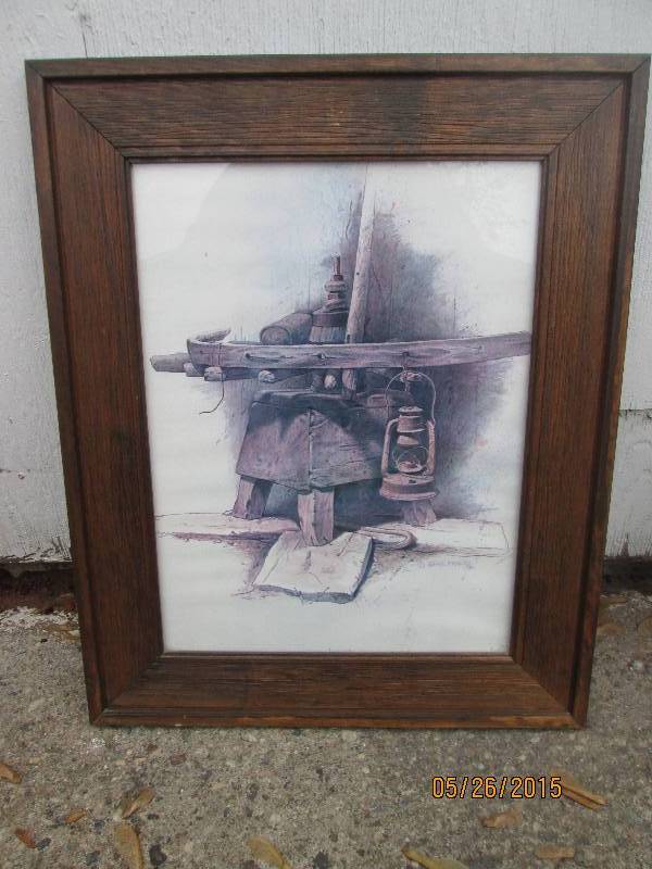 lot 11 image: Country barn scene by Gene Franks. ...
