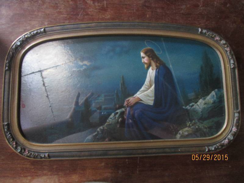 lot 70 image: Vintage print of Jesus in the moonl...