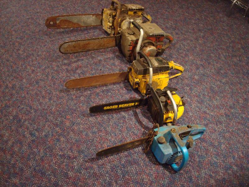 lot 12 image: Lot Of Used Chain Saws, Untested, Sold As Is For Parts