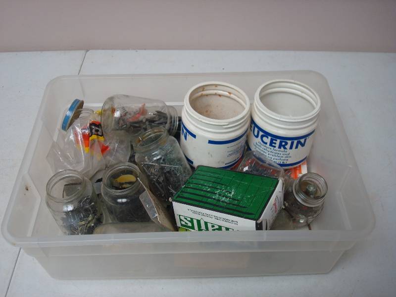 lot 40 image: Bin Filled With Nails