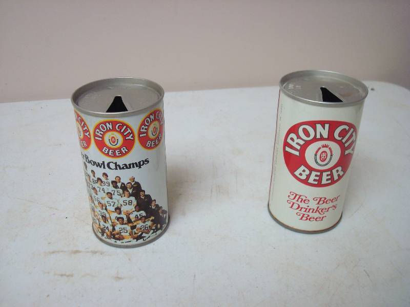 lot 106 image: Pair Of Vintage Iron City Beer Empty Football Beer Cans