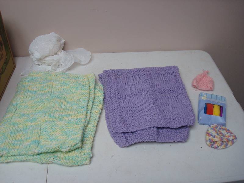 lot 148 image: Lot Of Knitted Baby Items, Blankets