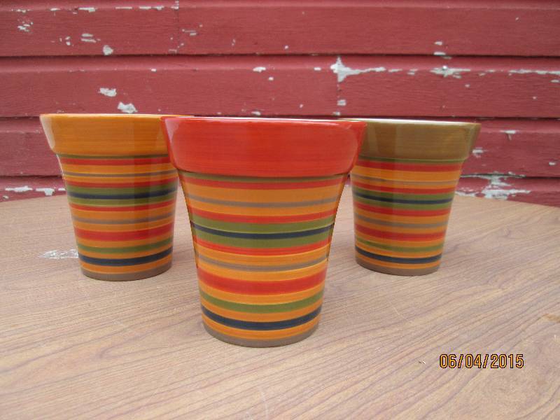 Set of striped pots in fall colors...