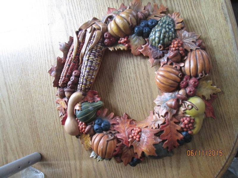 Porcelain fall harvest wreath with ...