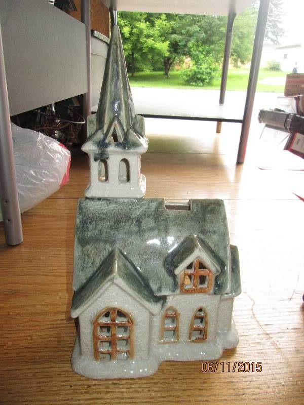 Porcelain church tealight holder....