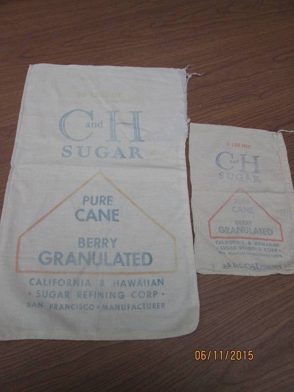 Cloth C & H Sugar bags. 25lb and 5l...