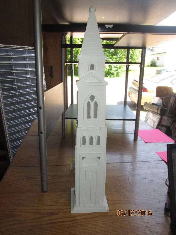 Lighted wooden church. Includes bul...