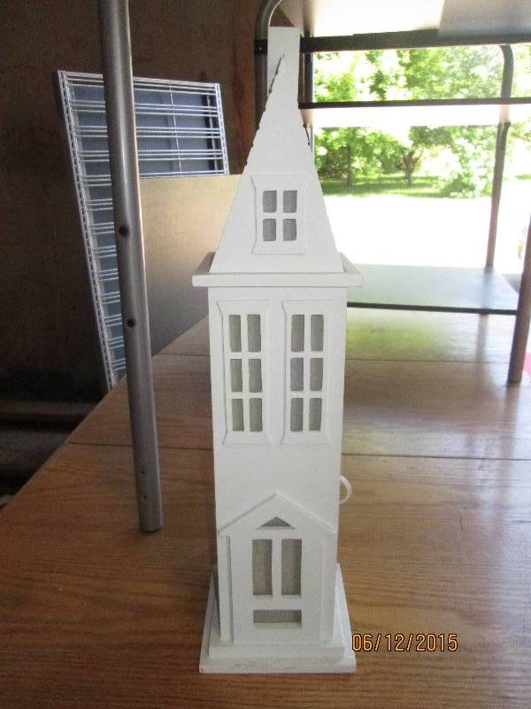 Lighted wooden church. Includes bul...