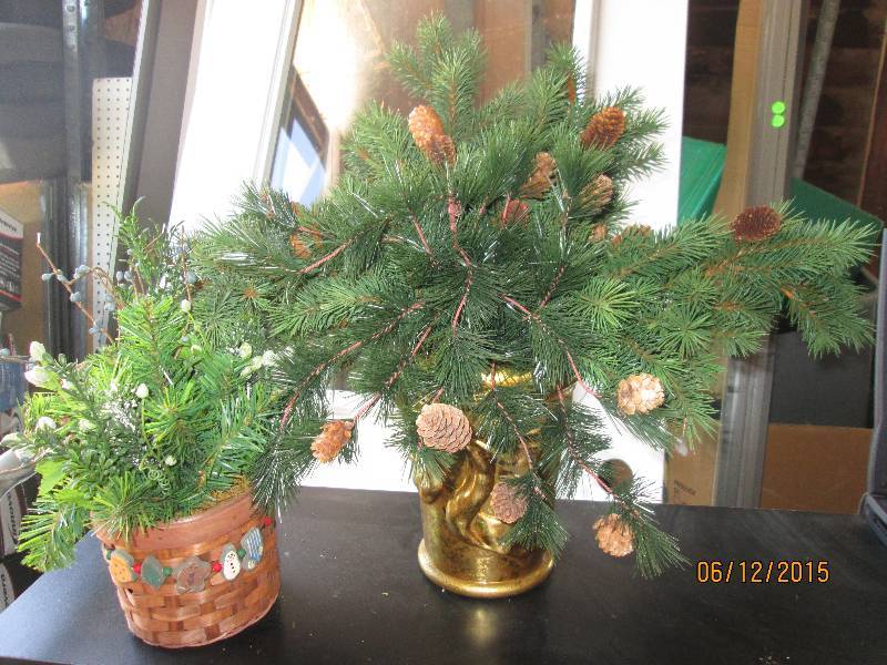 Pair of artificial greens arrangeme...