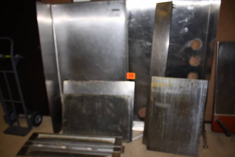 lot 12 image: Lot of Miscellaneous Stainless Steel Sheet Metal Table Tops Trays And More.