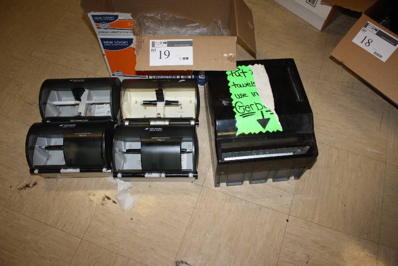 lot 19 image: Lot of (4) Including Aramark Toilet Paper Tissue Dispenser (2) Paper Towel Dispenser And More.