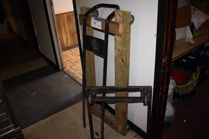 lot 39 image: Lot of (3) Moving Dollie wWheels Metal & Wooden 24 x 51.