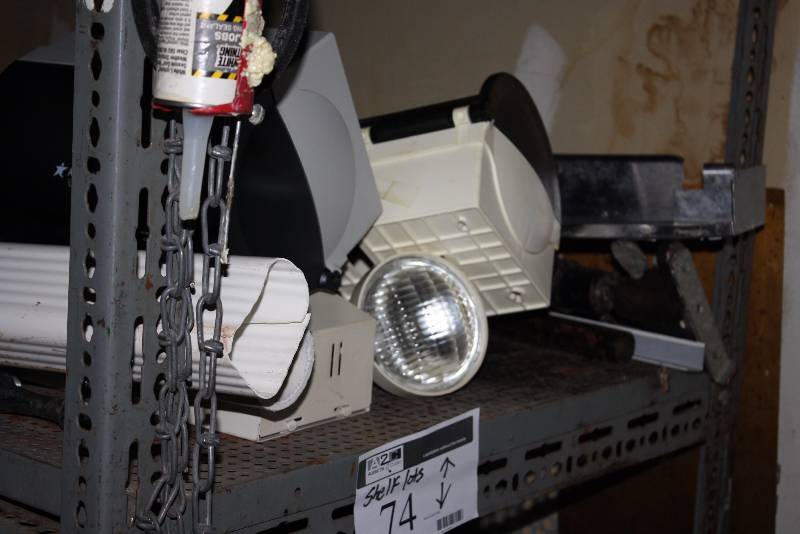 lot 74 image: Shelf Lot Including Miscellaneous Light Fixtures Exterior & Interior Miscellaneous Styles.