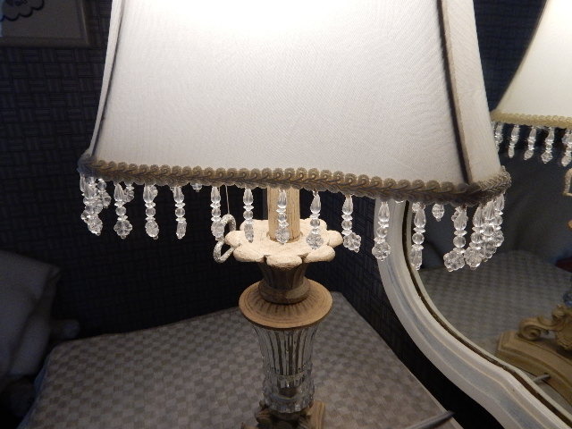 Nice Crystal and Plaster Cast lamp with hanging crystals