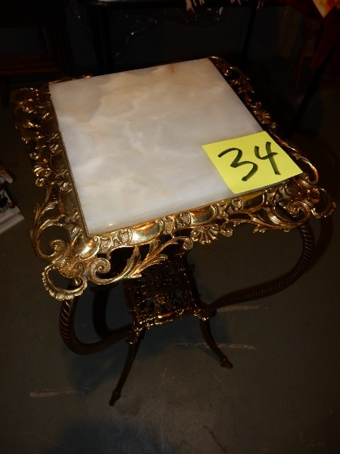 Nice Solid Brass and Marble Plant Stand