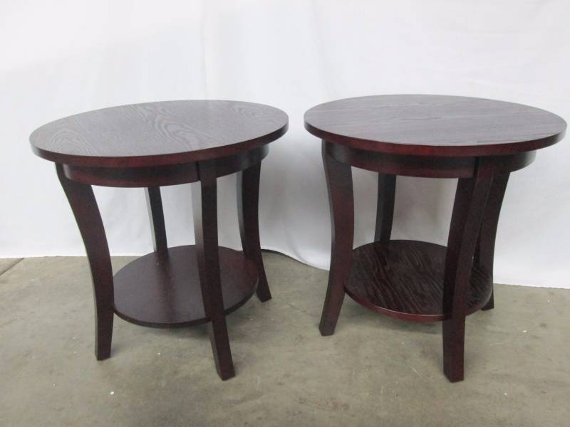 lot 42 image: alcove Pair of Round Cherry End Tables