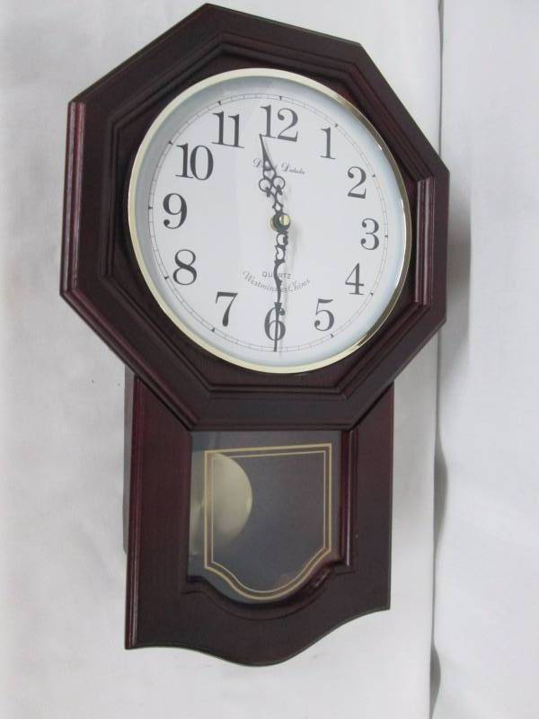 lot 47 image: McLeland Design Schoolhouse Wall Clock - Cherry
