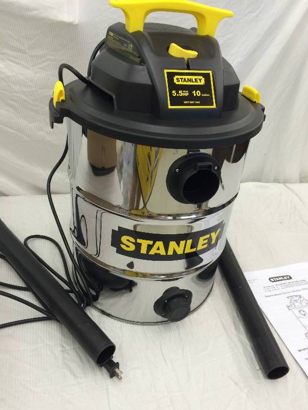 lot 23 image: New Stanley 10-gallon, 5.5-peak horse power, Stainless steel wet dry vacuum