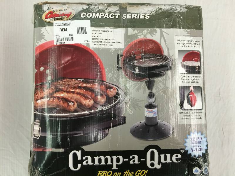lot 24 image: Century New Camp-a-Que Portable Propane BBQ (RedBlack) retail $104.99