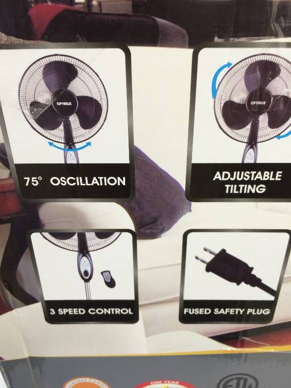 lot 45 image: 16 in. Oscillating Pedestal Fan with Remote Control retail $49