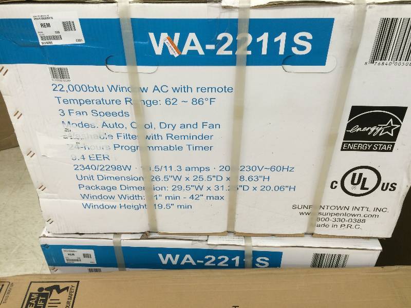 lot 50 image: Brand new 22,000 BTU Window Air Conditioner factory sealed  retail $534