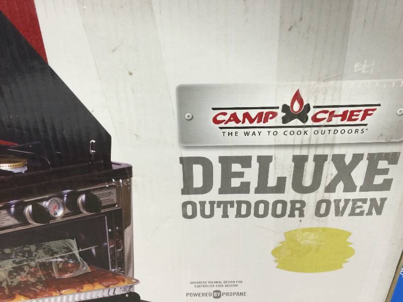 lot 60 image: Brand new Camp Chef Camping Outdoor Oven with 2 Burner Camping Stove retail $219