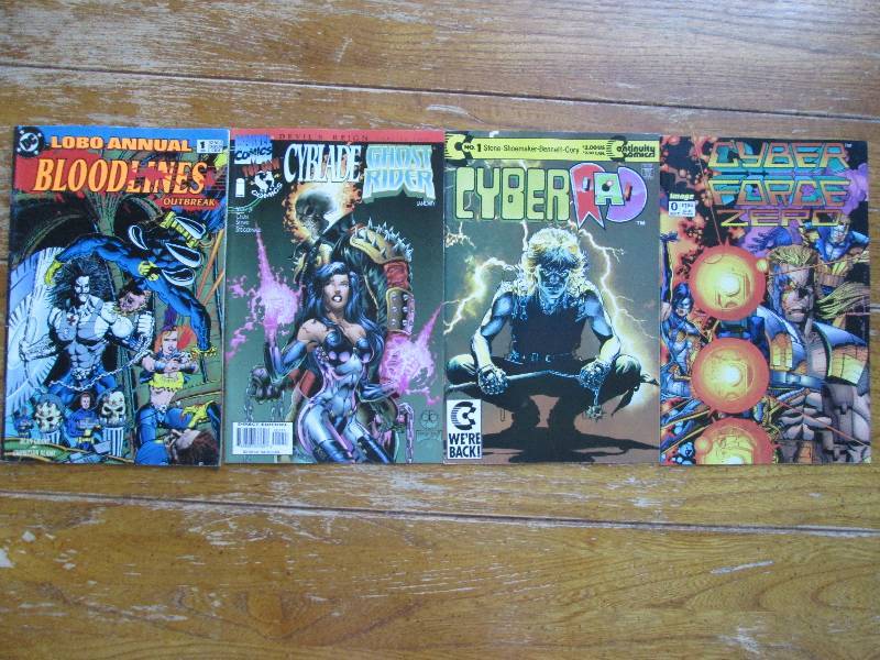 lot of 4 comic books- cyblade ghost...
