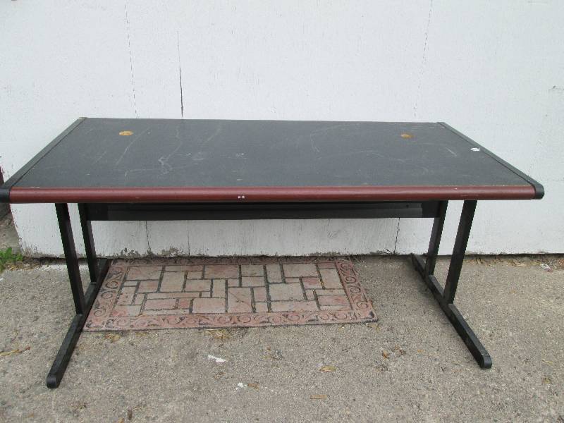 Formica top wood trimmed table with...
