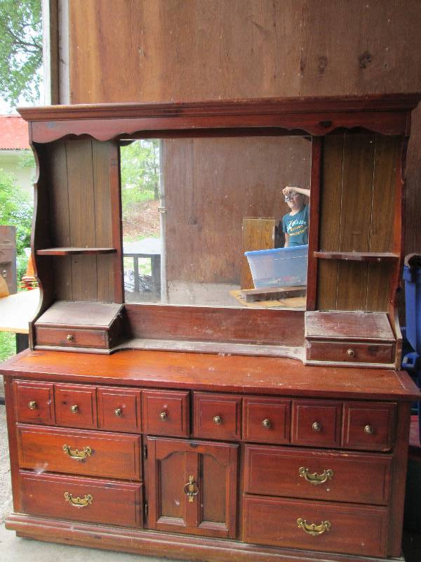 Vintage all wood buffet with mirror...