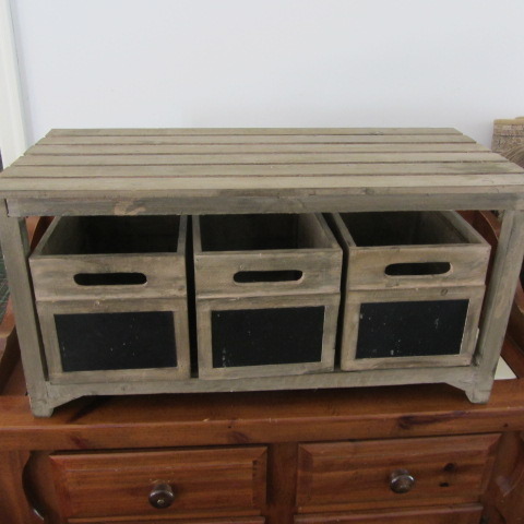 Primitive Slat Bench & Baskets