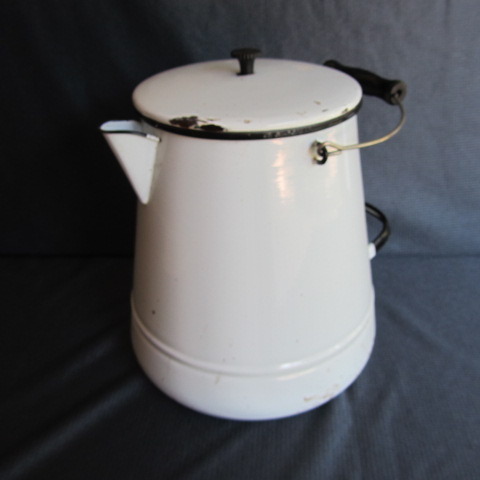 White Enamel Coffee Pot