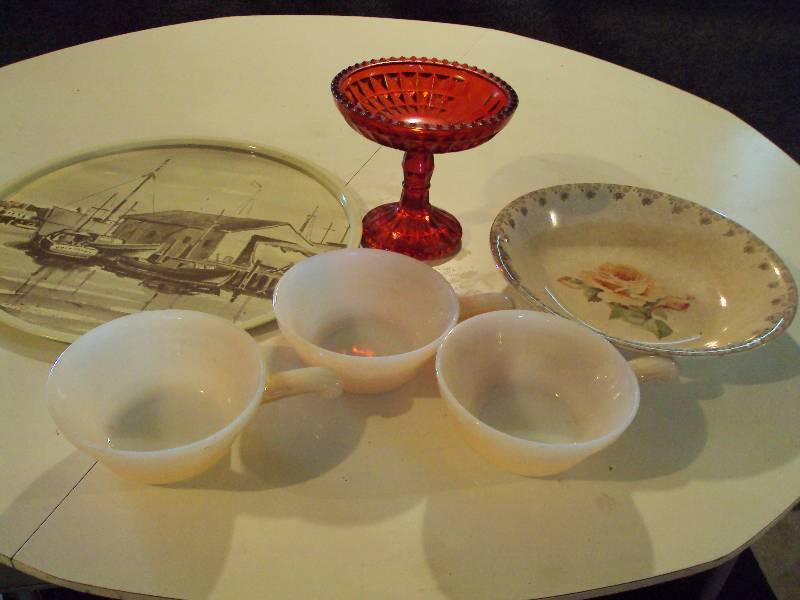 Fire King Dishes, Candy Dish & Tray