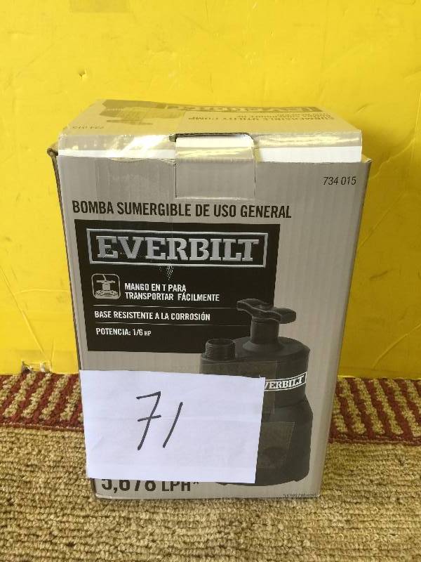 lot 71 image: The Everbilt 16 HP submersible utility pump