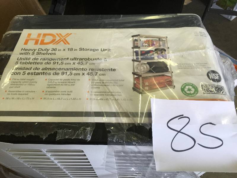 lot 85 image: HDX Heavy Duty 36 in x 18 in with 5 shelves