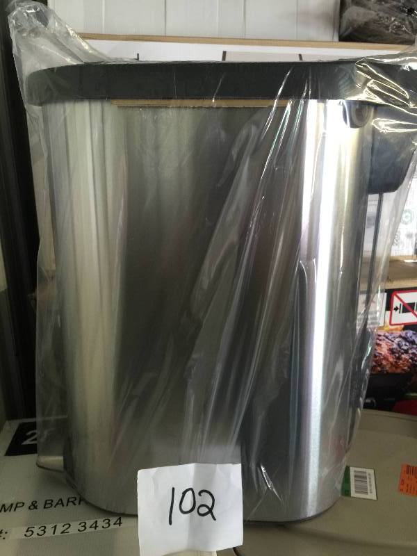 lot 102 image: Simplehuman Stainless Steel 45L Trashcan