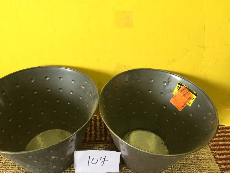 lot 107 image: Lot of 2 Metal 13 planters