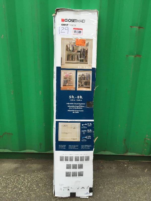 lot 129 image: Closetmaid Adjustable closet Organizer 5 ft-8 ft