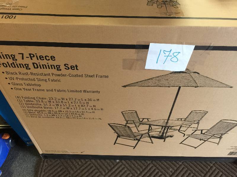 lot 178 image: Sling 7 Pc Folding Dining Set