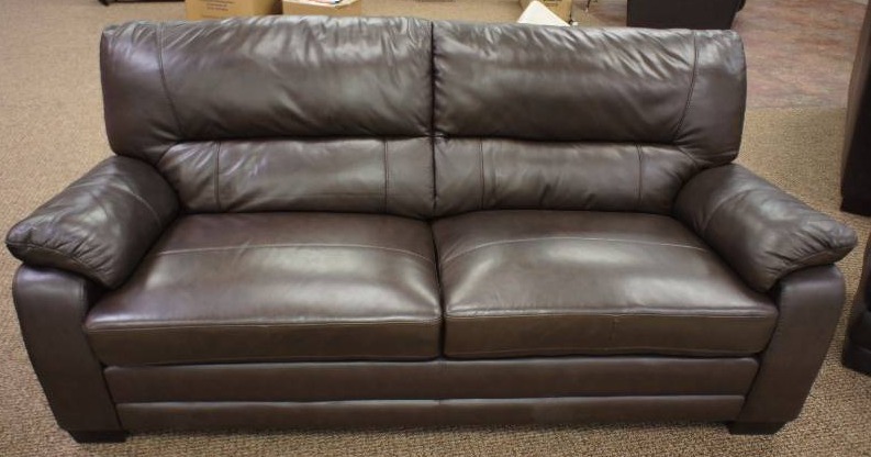 Elegant Top Grain Leather Sofa - Dark Brown
