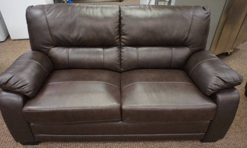 Elegant Top Grain Leather Loveseat - Dark Brown