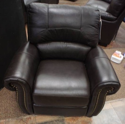 Elegant Top Grain Leather Chair - Dark Brown wBeaded Accents