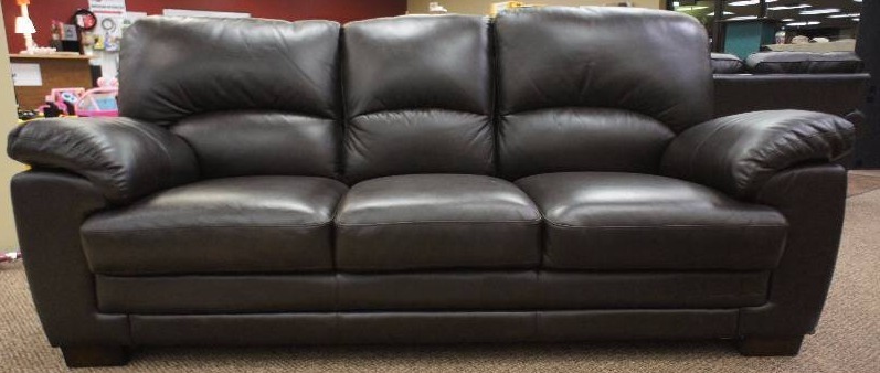 Elegant Top Grain Leather Sofa - Dark Brown