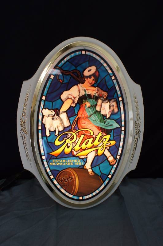 lot 30 image: Blatz Oval Lighted Sign