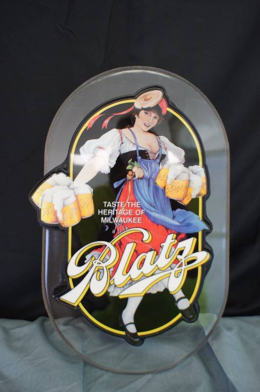 lot 31 image: Blatz Beer Valerie Girl Sign