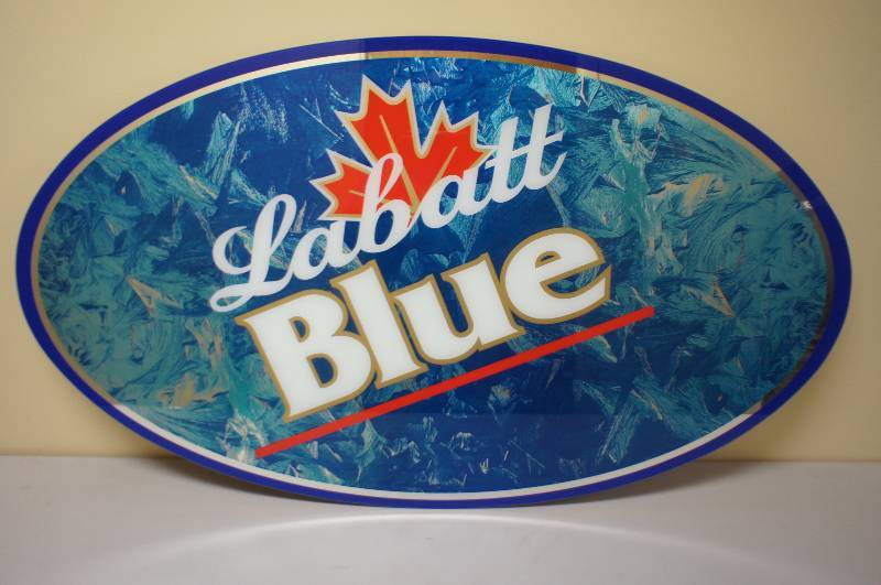 lot 2 image: Labatt Blue Beer Oval Shaped Mirror